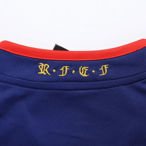 2010 Spain Nation Retro Soccer Jersey Away Long Sleeve Replica World Cup