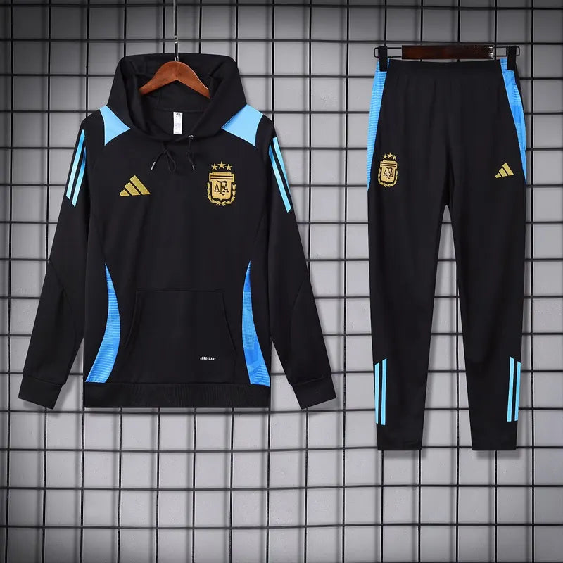 Adidas Argentina Nation 2024-25 Hooded Black Training Tracksuit Kits