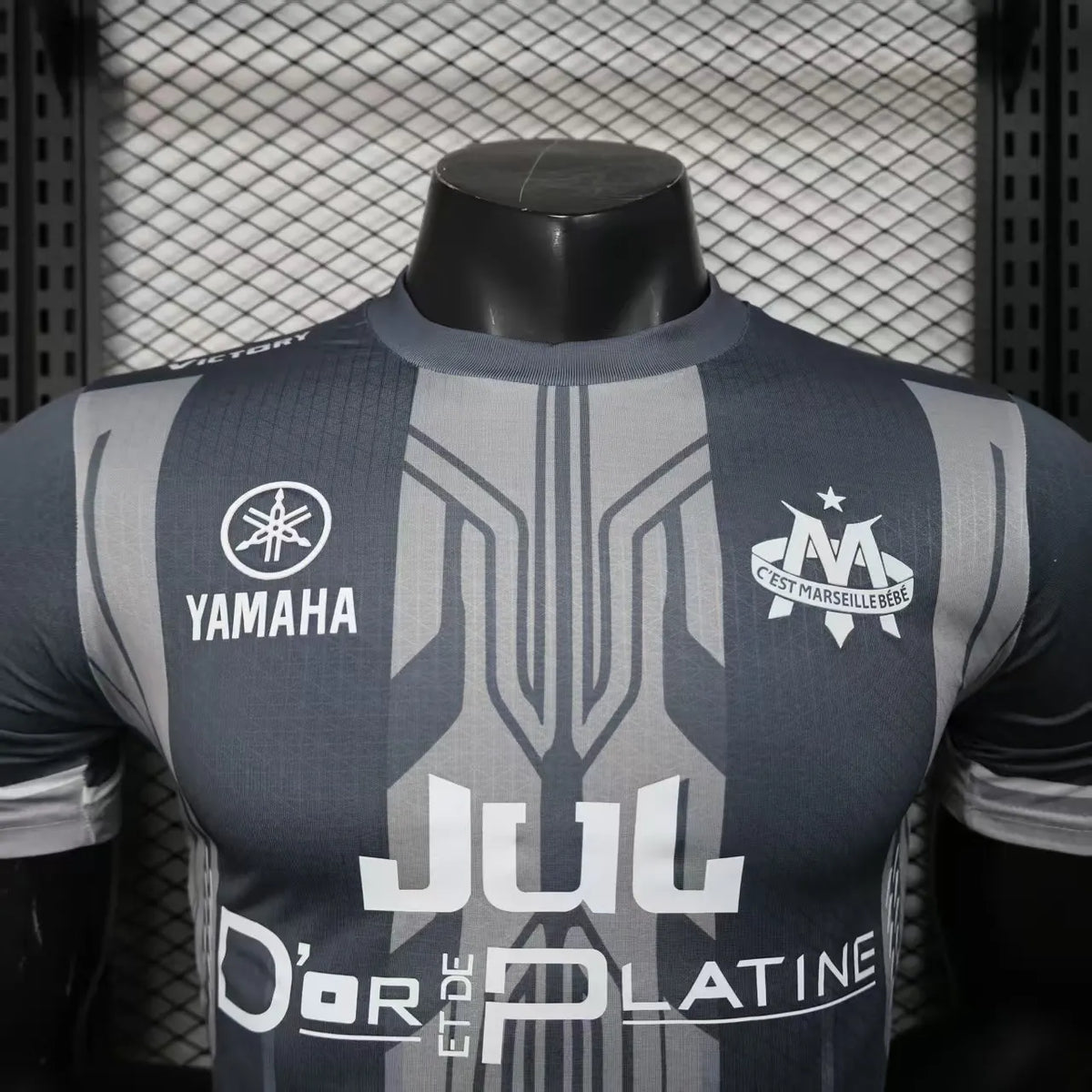 Player Version 25-26 Olympique de Marseille Grey with Geometric Stripes Jersey