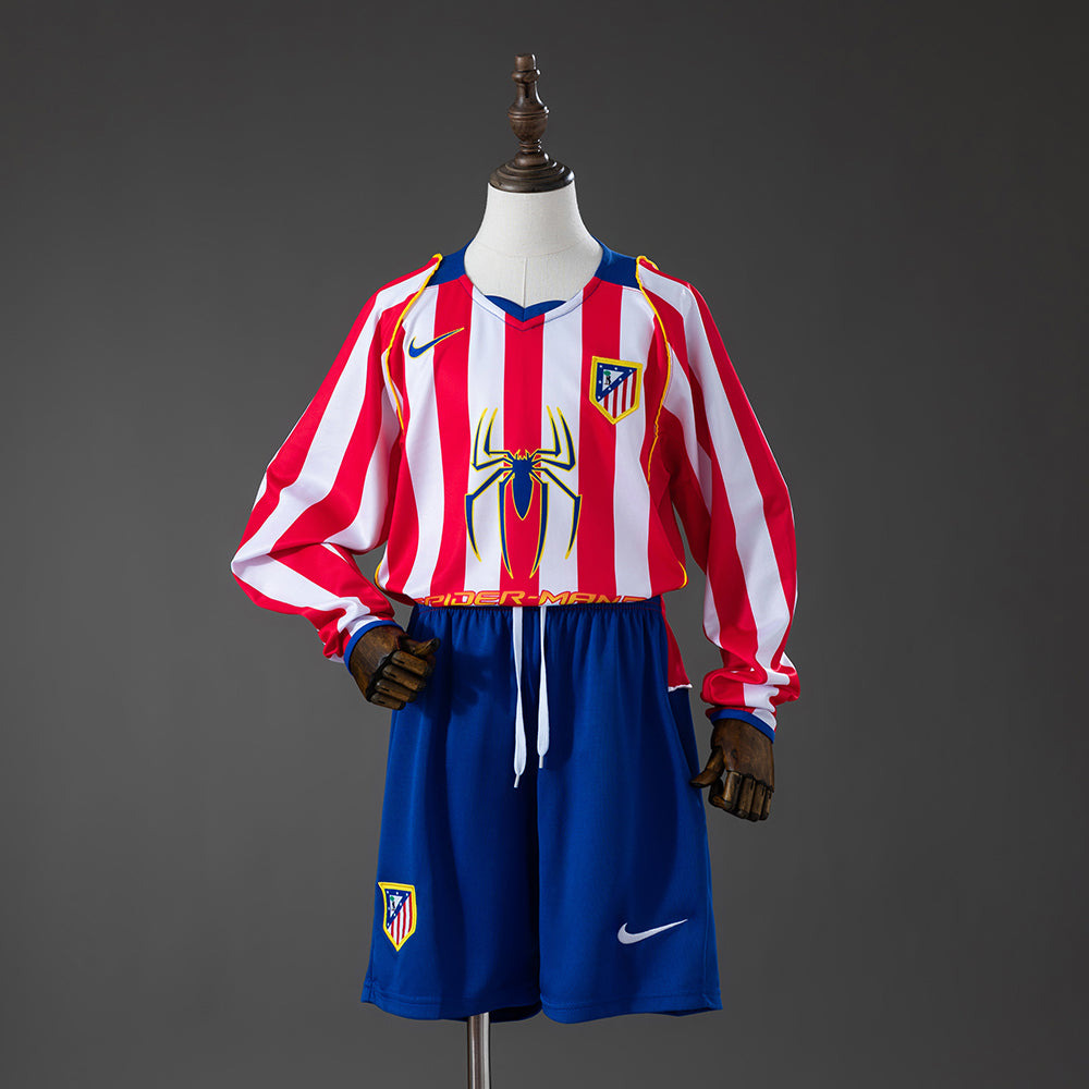 Atletico Madrid 04-05 Home Retro Long Sleeve Kids Kit