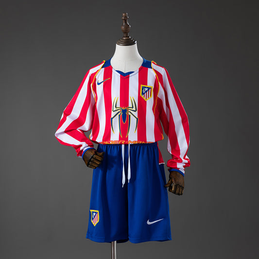 Atletico Madrid 04-05 Home Retro Long Sleeve Kids Kit