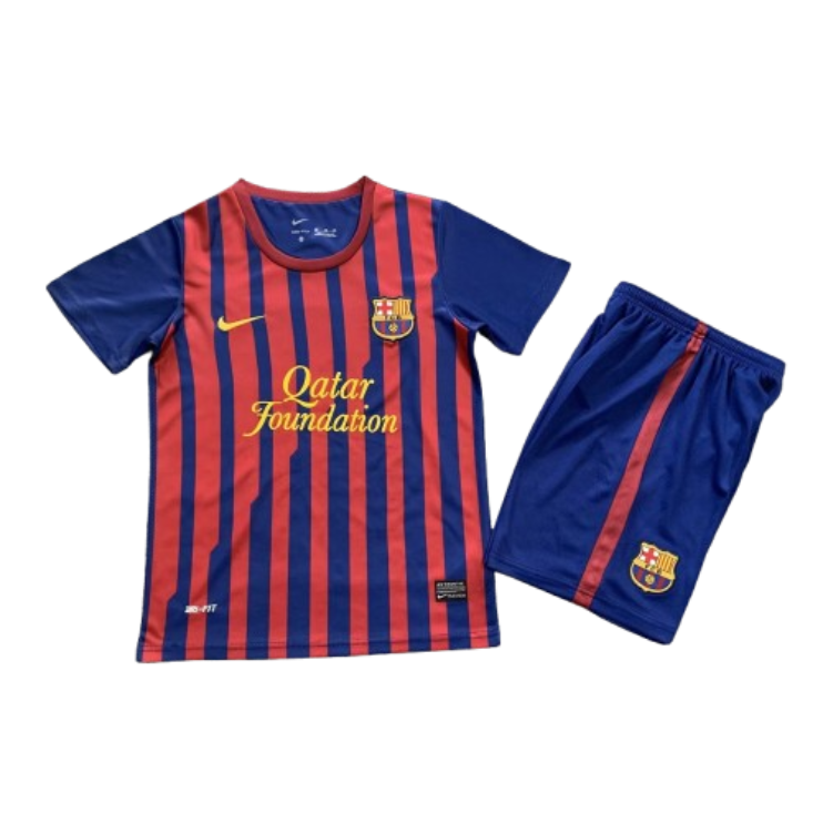 Barcelona 11-12 Home Retro Kids Kits Children Shirt Football Jersey