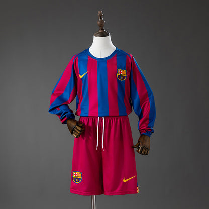 Barcelona 05-06 Home (League Edition) Retro Long Sleeve Kids Kit