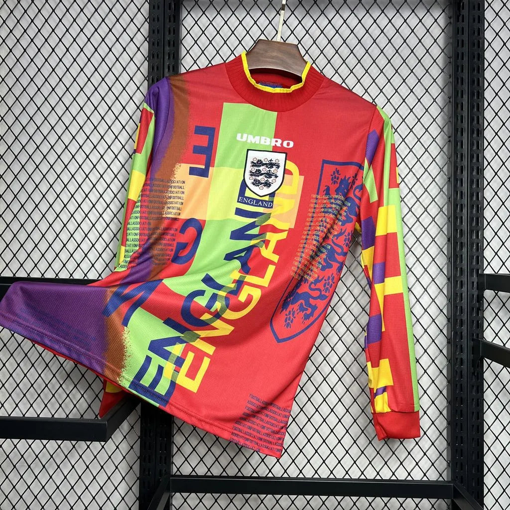 England Nation 95-96 Retro GoalKeeper Long Sleeve Kit Vintage Shirt Soccer Jersey