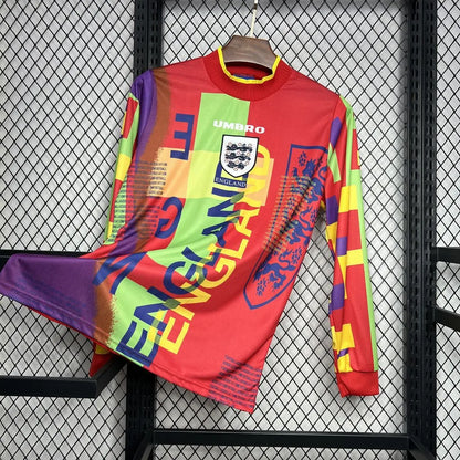 England Nation 95-96 Retro GoalKeeper Long Sleeve Kit Vintage Shirt Soccer Jersey