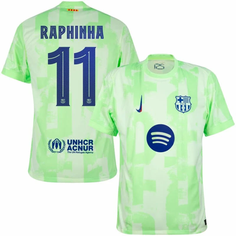 Barcelona 3rd Raphinha 11 Shirt incl. UNHCR and New Spotify Sponsor (Cup Style) 2024-2025 S-4XL