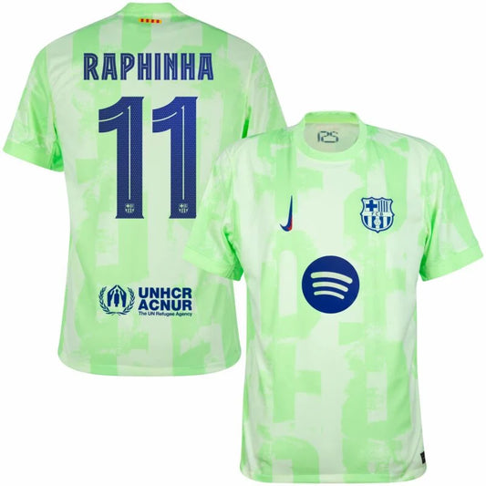 Barcelona 3rd Raphinha 11 Shirt incl. UNHCR and New Spotify Sponsor (Cup Style) 2024-2025 Size S-4XL