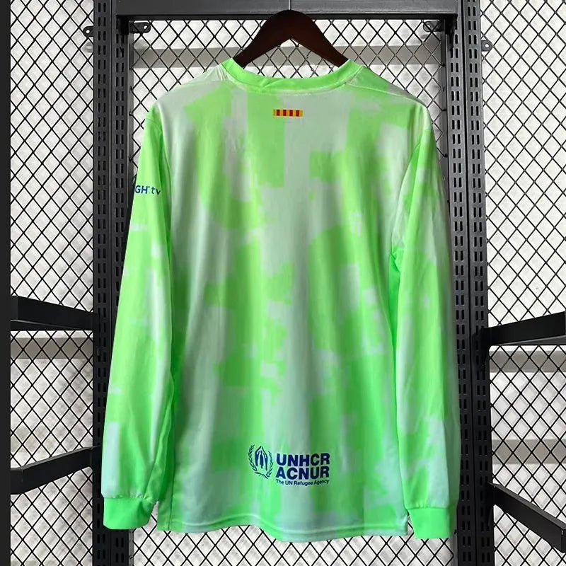 2024-25 Barcelona GAVI #6 LEWANDOWSKI #9 Long Sleeve Third Away Soccer Jersey Without Spofity Text