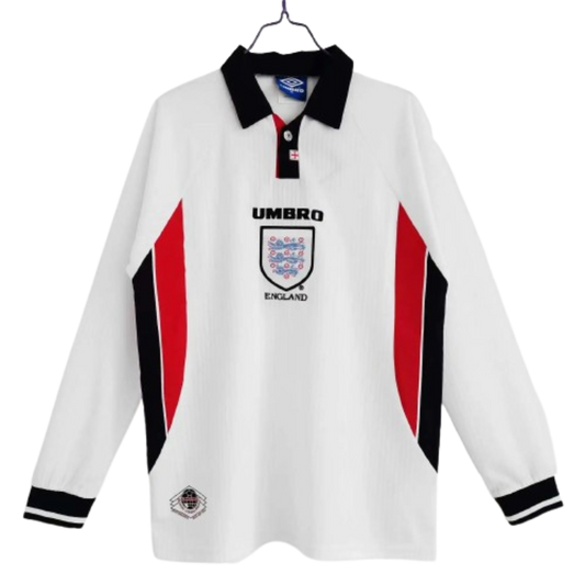 1998 England World Cup Home Retro Jersey Long Sleeve #7 BACKHAM #20 OWEN
