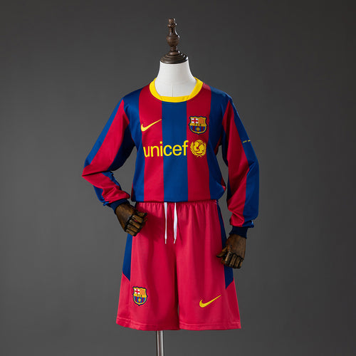 Barcelona 10-11 Home Retro Long Sleeve Kids Kit
