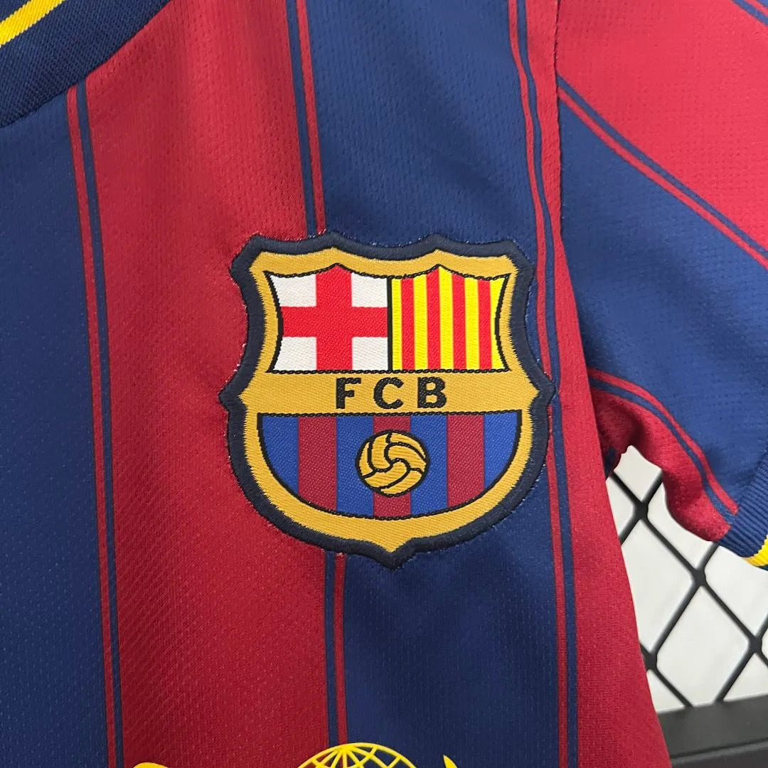 Barcelona Home 09-10 Retro Kids Kits Children Shirt Football Jersey