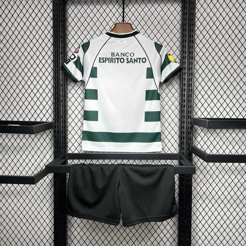 Sporting 01-03 Lisbon Home Retro Kid Kits Youth Apparels Football Jersey