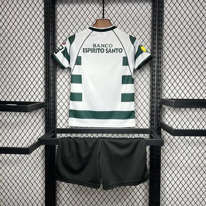 Sporting 01-03 Lisbon Home Retro Kid Kits Youth Apparels Football Jersey