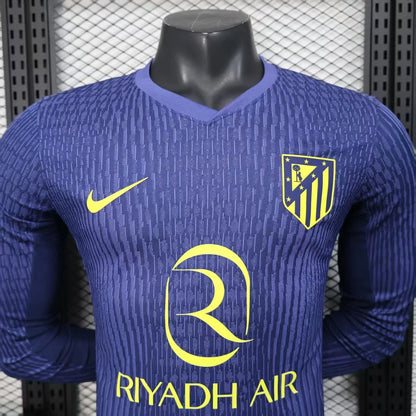Player Version 25-26 Atletico Madrid Away Blue Long Sleeve Jersey