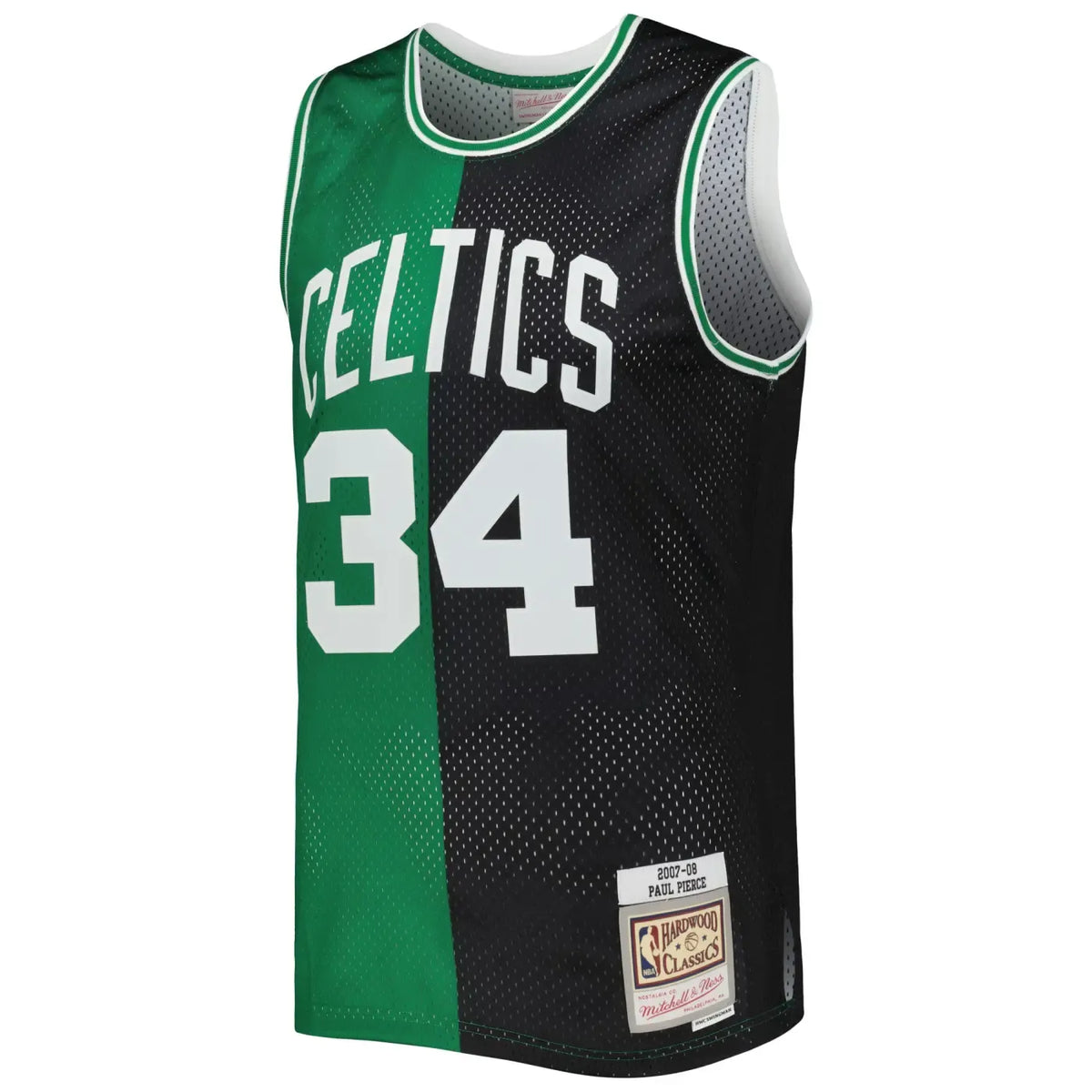 Men's Boston Celtics Paul Pierce Black/Kelly Green Hardwood Classics 2007-08 Split Swingman Jersey