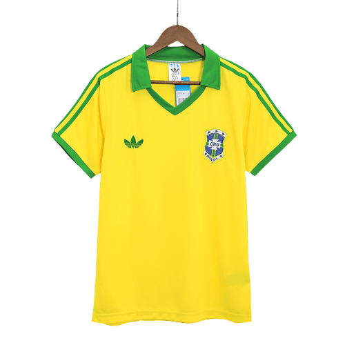 Brazil Nation Home Soccer Retro Yellow Jersey 1977