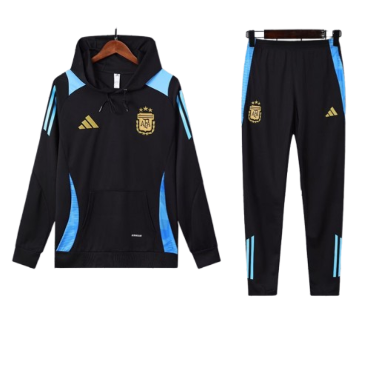 Adidas Argentina Nation 2024-25 Hooded Black Training Tracksuit Kits