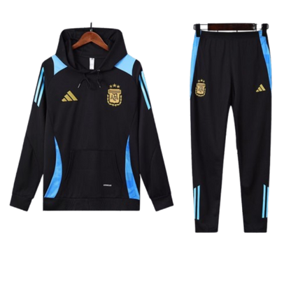 Adidas Argentina Nation 2024-25 Hooded Black Training Tracksuit Kits