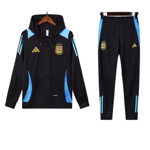 Adidas Argentina Nation 2024-25 Hooded Black Training Tracksuit Kits