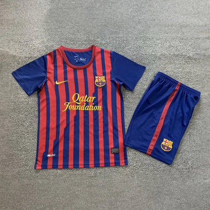 Barcelona 11-12 Home Retro Kids Kits Children Shirt Football Jersey
