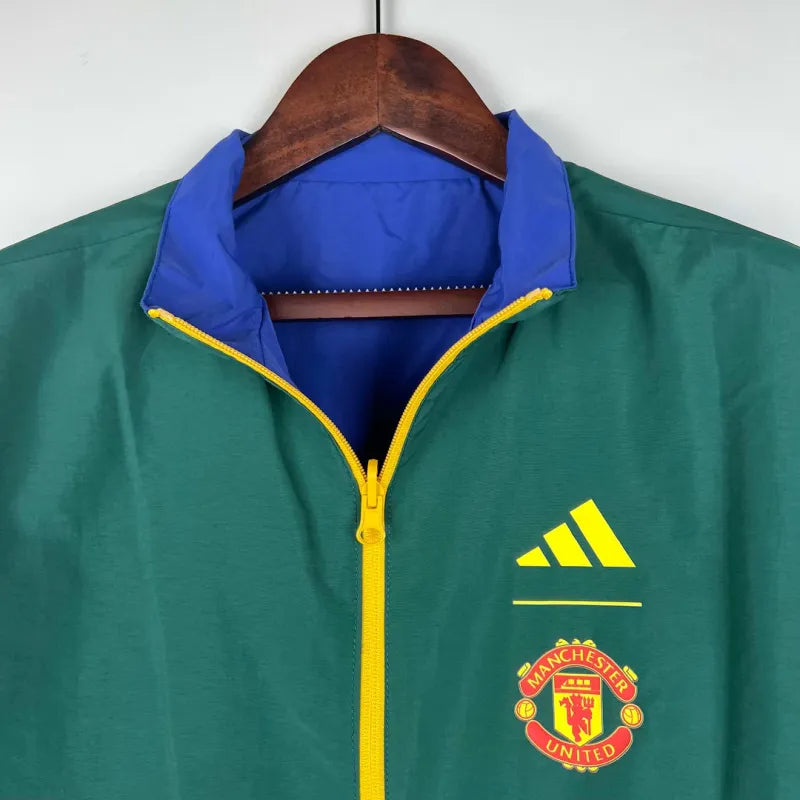 2023-2024 Manchester United Reversible Windbreaker(Blue-Green)Soccer Jersey 1:1 Thai Quality