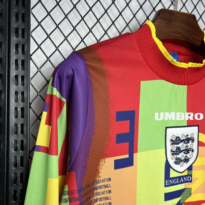 England Nation 95-96 Retro GoalKeeper Long Sleeve Kit Vintage Shirt Soccer Jersey