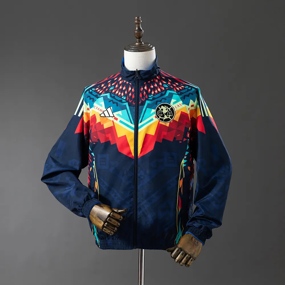 Club America Team Trench Coat Reversible Jacket Windbreaker