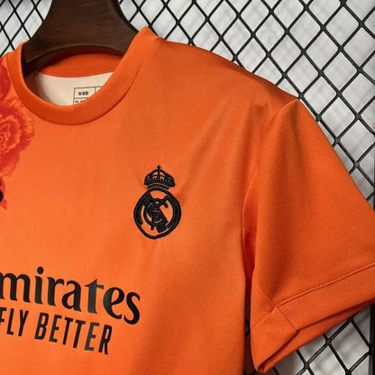 Y3 Real Madrid 24-25 Kids Kits Orange Children Sets Football Jersey