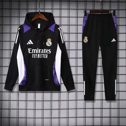Adidas Real Madrid 2024-25 Hooded Black Training Tracksuit Kits