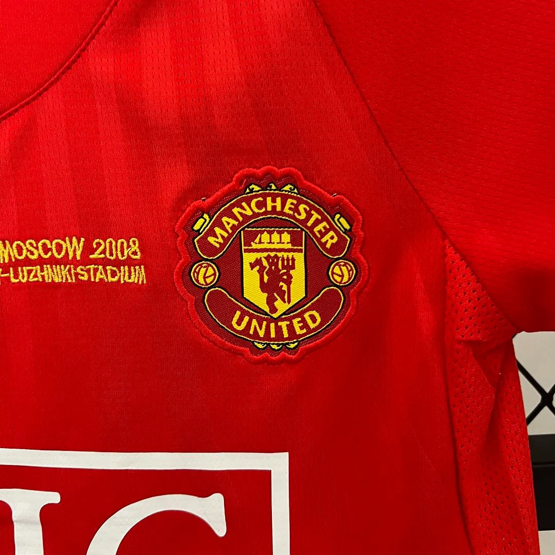 Manchester United 07-08 Home Retro Kids Kits Champions League Version Jerseys