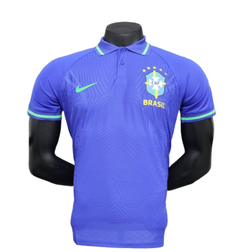 Brazil Nike Men's 2024 Slim Fit POLO Shirt - Blue