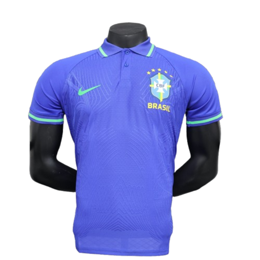 Brazil Nike Men's 2024 Slim Fit POLO Shirt - Blue