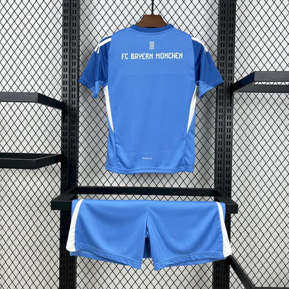 Bayern Munich 2025-26 Blue Goalkeeper Kids Kit