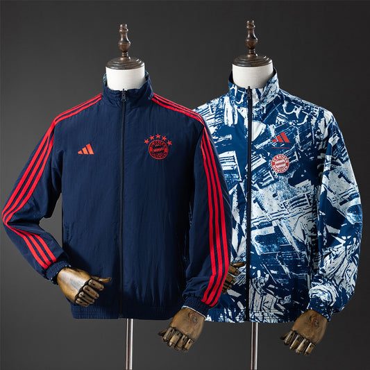 Bayern Munich Trench Coat Reversible Jacket Windbreaker