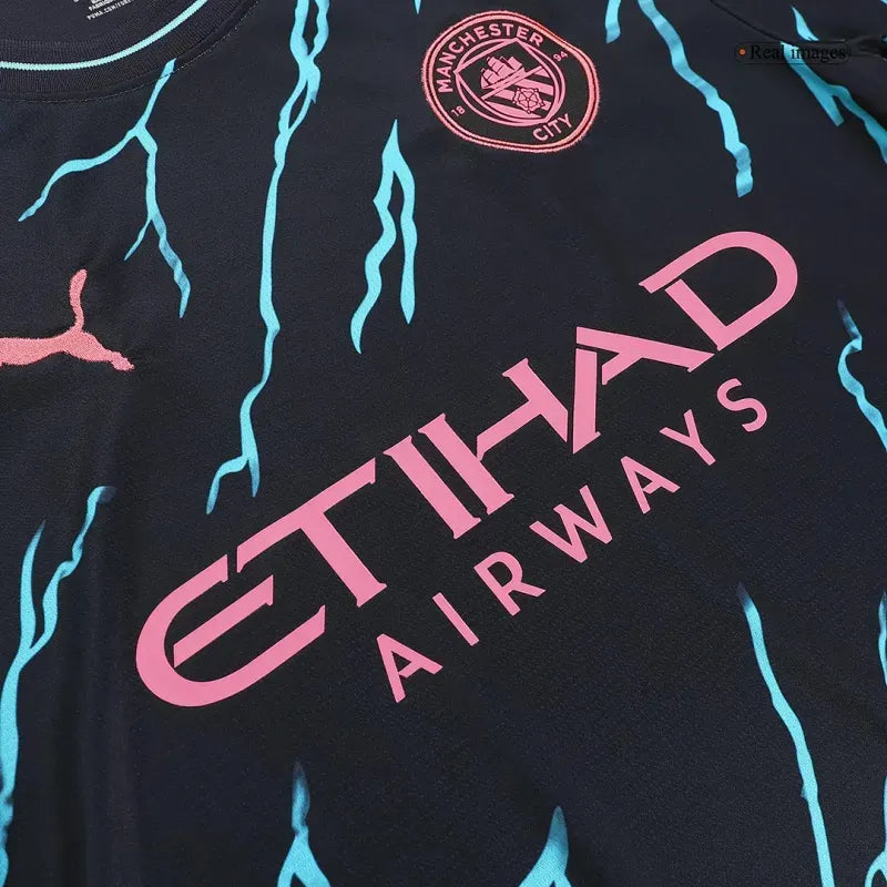 Manchester City HAALAND #9 GREALISH #10 DE BRUYNE #17 J.ALVAREZ #19 FODEN #47 Japanese Tour Printing Third Jersey 2023-24
