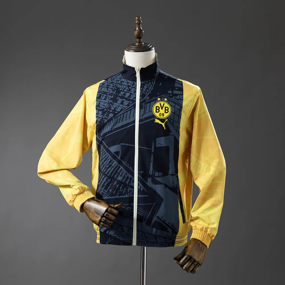 Borussia Dortmund Reversible Jacket Windbreaker - Black & Beige S-XXL