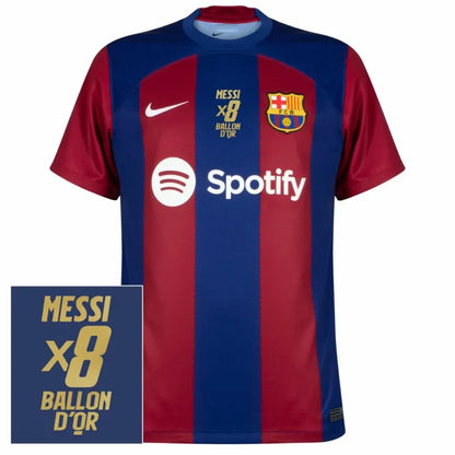 Barcelona Home Shirt incl. Messi 10 x8 Ballon D'or Winners Print 23-24 Size S-2XL