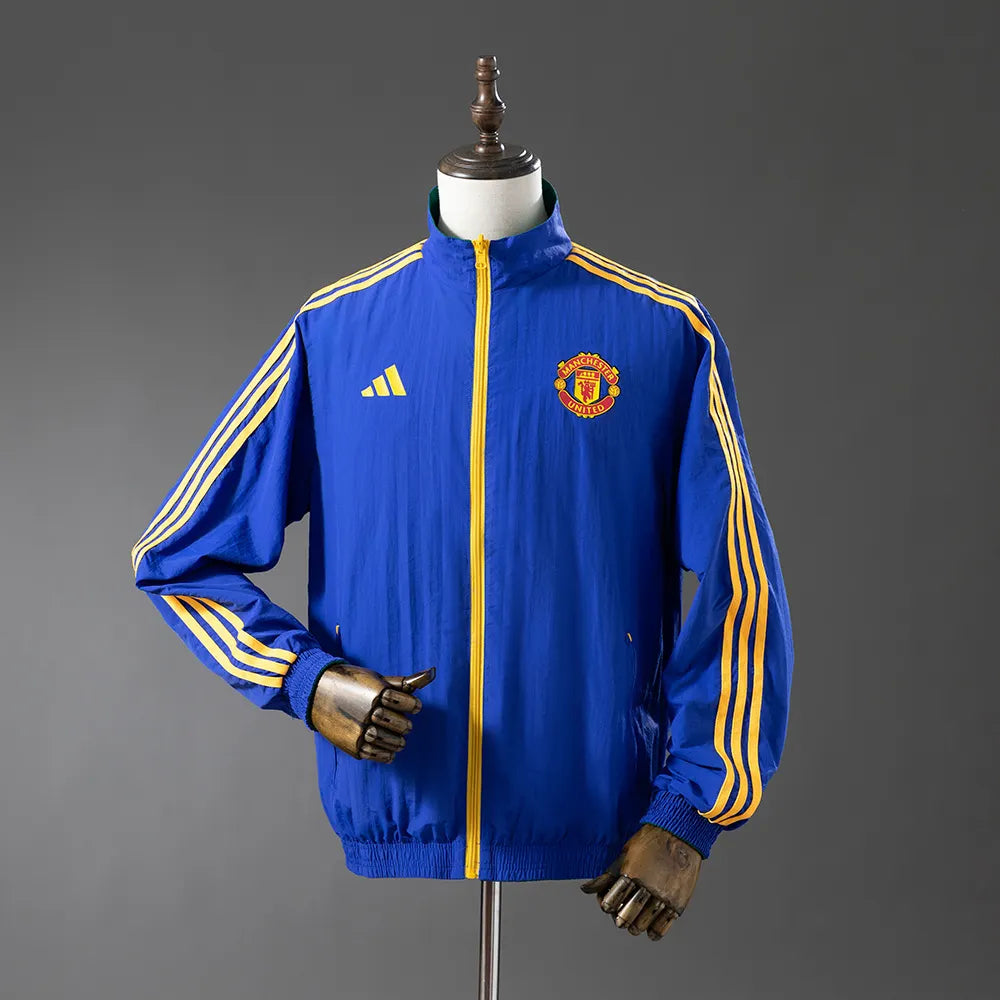Manchester United Reversible Jacket Windbreaker - Blue & B Army Green