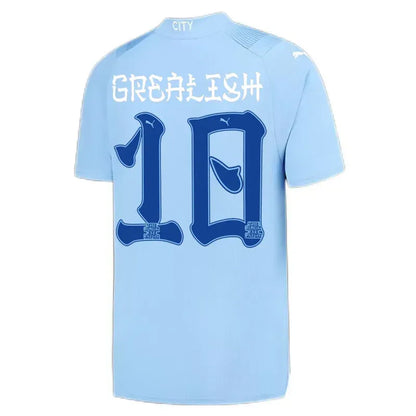 Manchester City 2023/24 HAALAND #9 GREALISH #10 DE BRUYNE #17 STONES #5 J.ALVAREZ #19 FODEN #47 Japanese Tour Printing Home Jersey