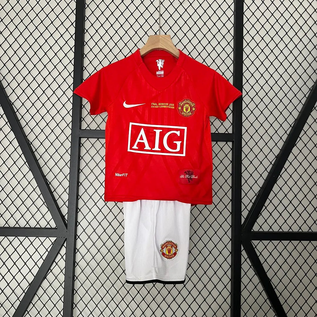 Manchester United 07-08 Home Retro Kids Kits Champions League Version Jerseys
