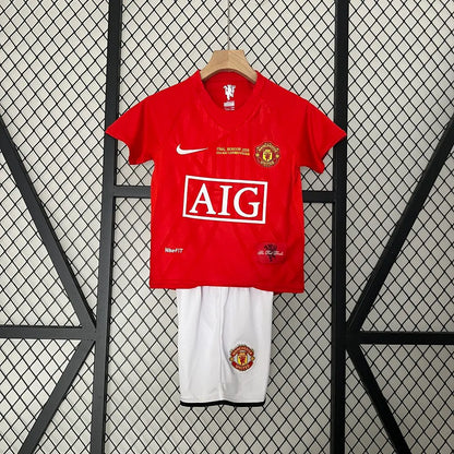 Manchester United 07-08 Home Retro Kids Kits Champions League Version Jerseys