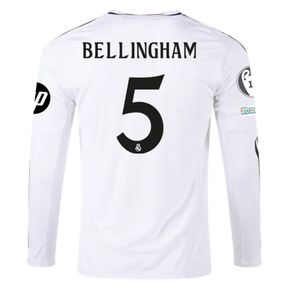 BELLINGHAM #5 Real Madrid Home Long Sleeve Replica Jersey 2024-25