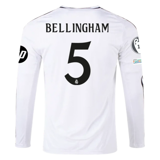 BELLINGHAM #5 Real Madrid Home Long Sleeve Replica Jersey 2024-25