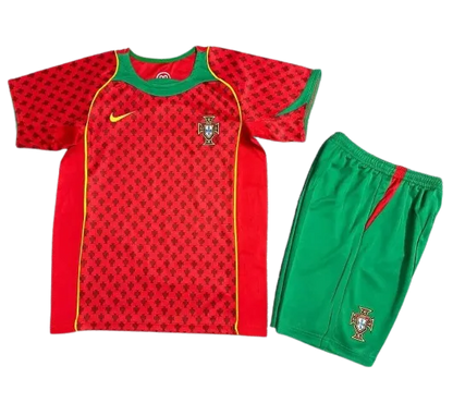 Kids Portugal Home Retro Jersey UEFA Euro Cup 2004