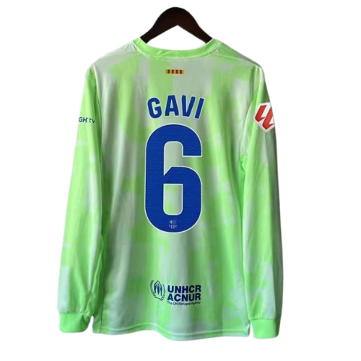 2024-25 Barcelona GAVI #6 LEWANDOWSKI #9 Long Sleeve Third Away Soccer Jersey Without Spofity Text