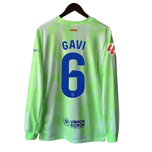 2024-25 Barcelona GAVI #6 LEWANDOWSKI #9 Long Sleeve Third Away Soccer Jersey Without Spofity Text