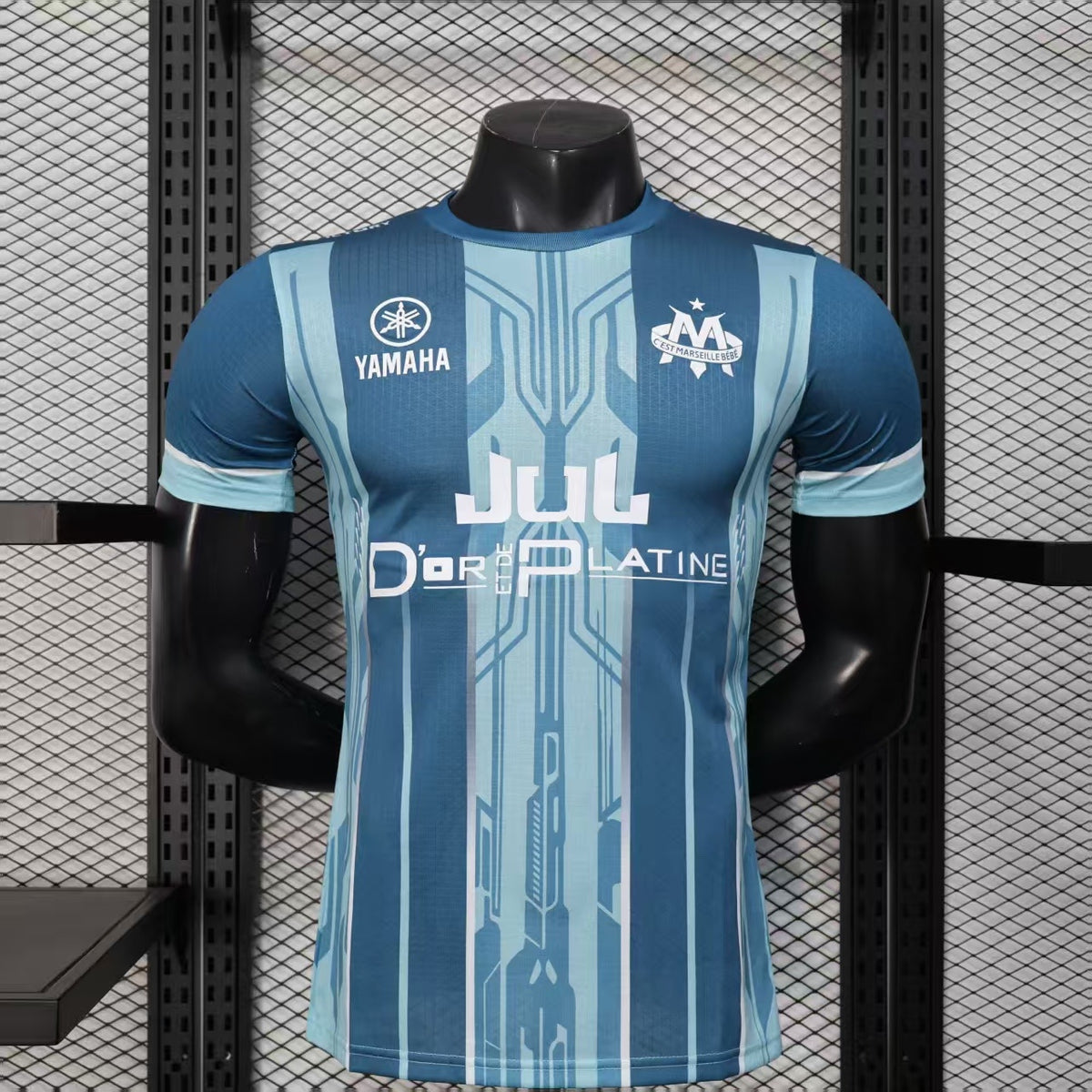 Player Version 25-26 Olympique de Marseille Blue with Geometric Stripes Jersey