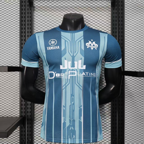 Player Version 25-26 Olympique de Marseille Blue with Geometric Stripes Jersey