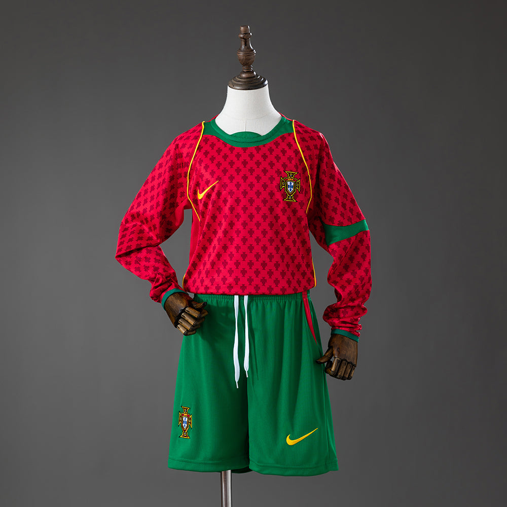 Portugal 2004 Home Retro Long Sleeve Kids Kit