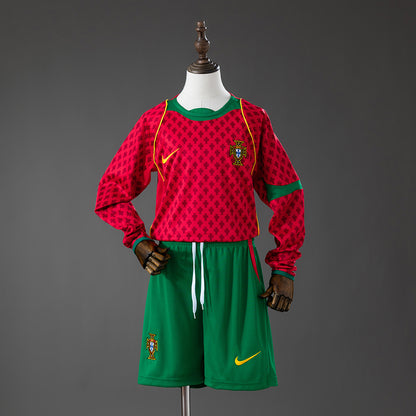 Portugal 2004 Home Retro Long Sleeve Kids Kit